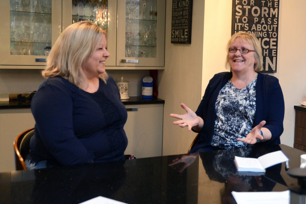 Nadine Honeybone left is interviewed by Dr Bridget Kirsop (1)