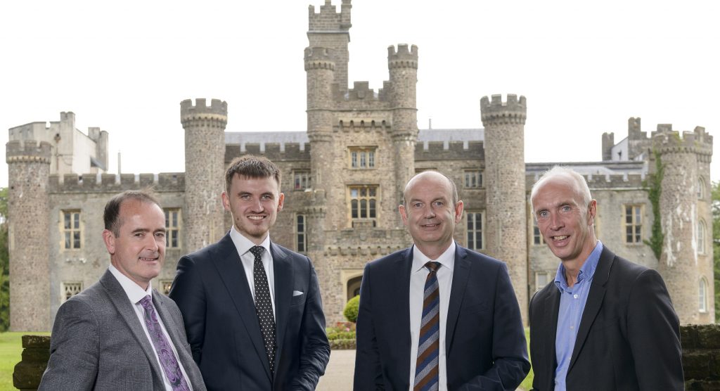 (l-r) Stephen Leeke, Rhys Mallows, Andy Mallows and Mike Fowler outside Hensol Castle