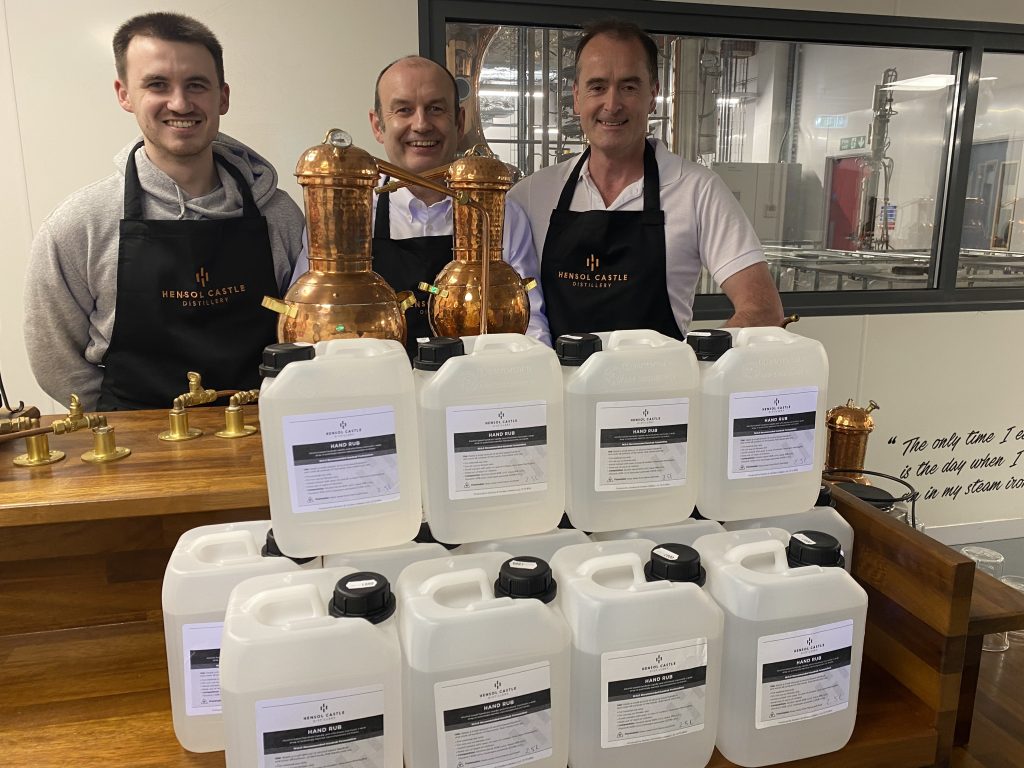 L-R Rhys Mallows; Andy Mallows and Stephen Leeke of Hensol Castle Distillery